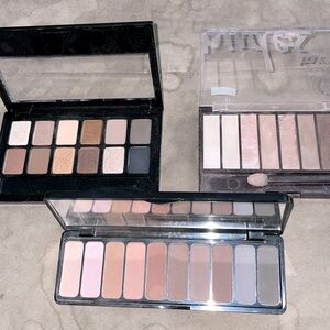 Bundle of 3 Eyeshadow Nude Colored Palettes- ELF, Maybelline and Covergirl.